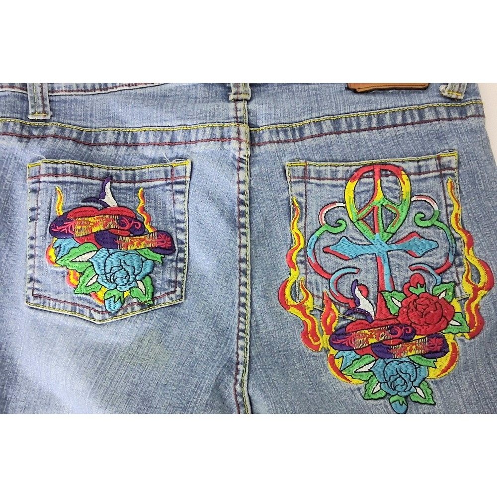 Ed Hardy Jeans* Women's Size 15-16 Embroidered 2008 Straight Leg Y2K Pre-owned